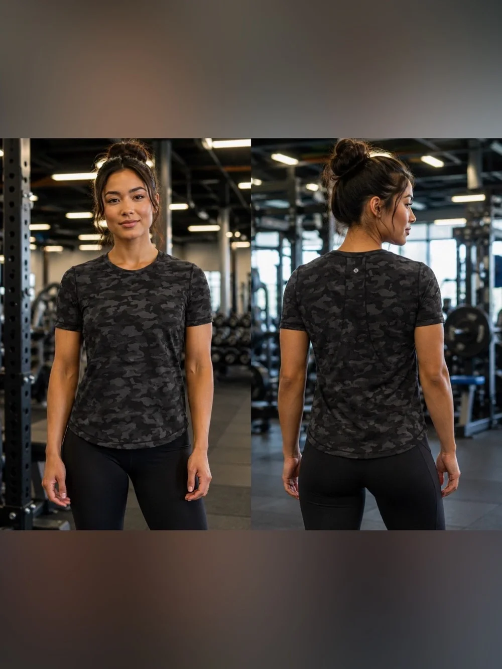 lululemon athletica Long Distance Short Sleeve Camo Tee - Black/Grey